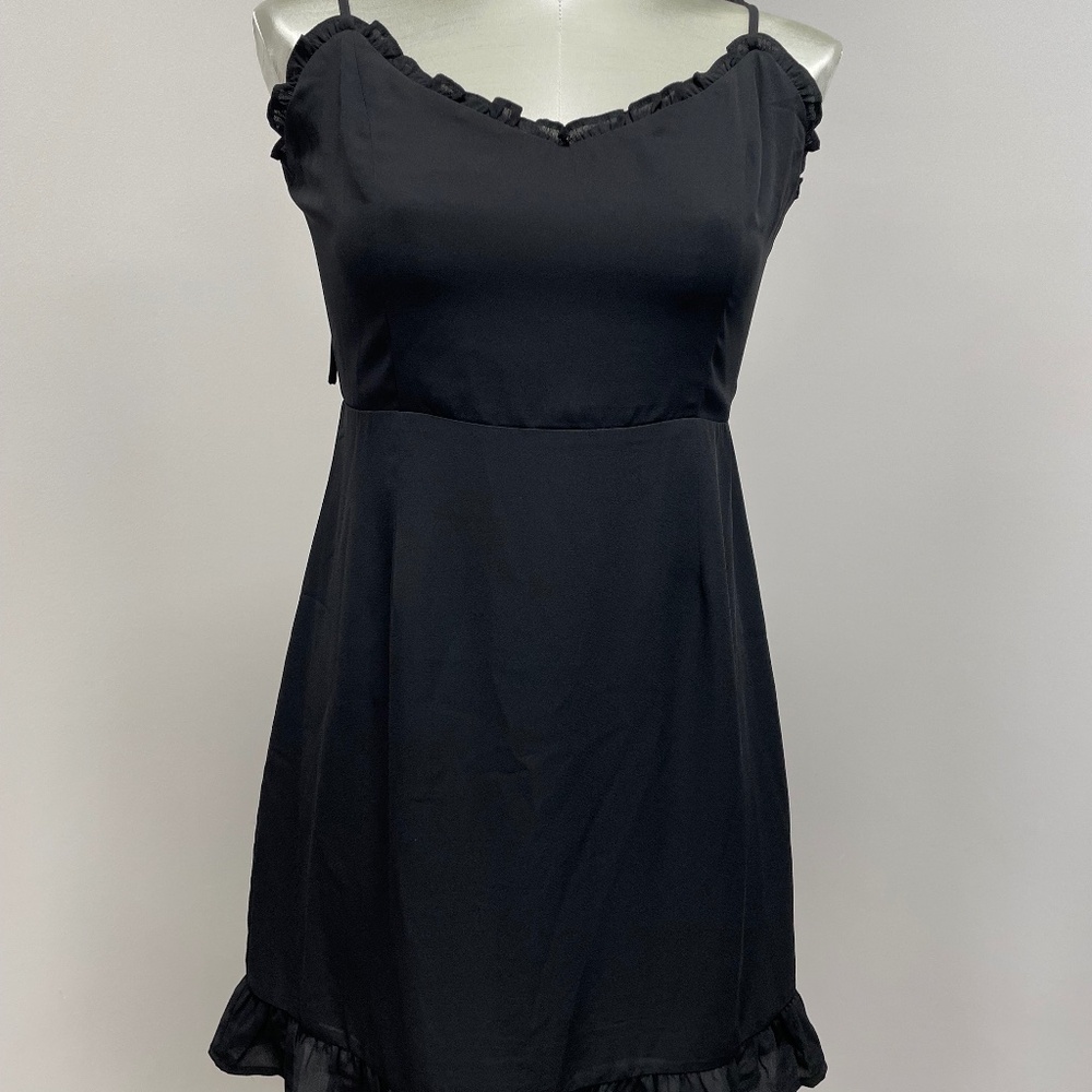 NWT Sugar Lips Black Sundress Ruffle Neckline and Hem - So Cute!